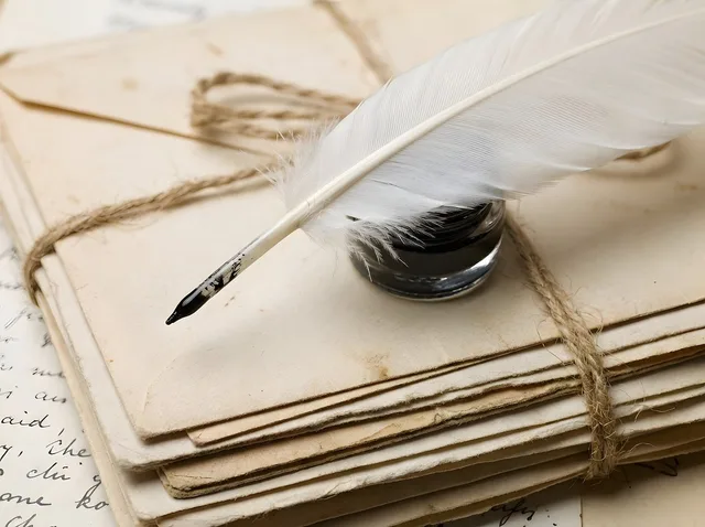 quill, ink, letter, paper, writing, vintage, retro, envelope, bundle, string, handwritten, history, calligraphy, post, communication, art, graphics, rustic, old world style, ai generated. Cultural speeches misquotes: how they start and why it matters