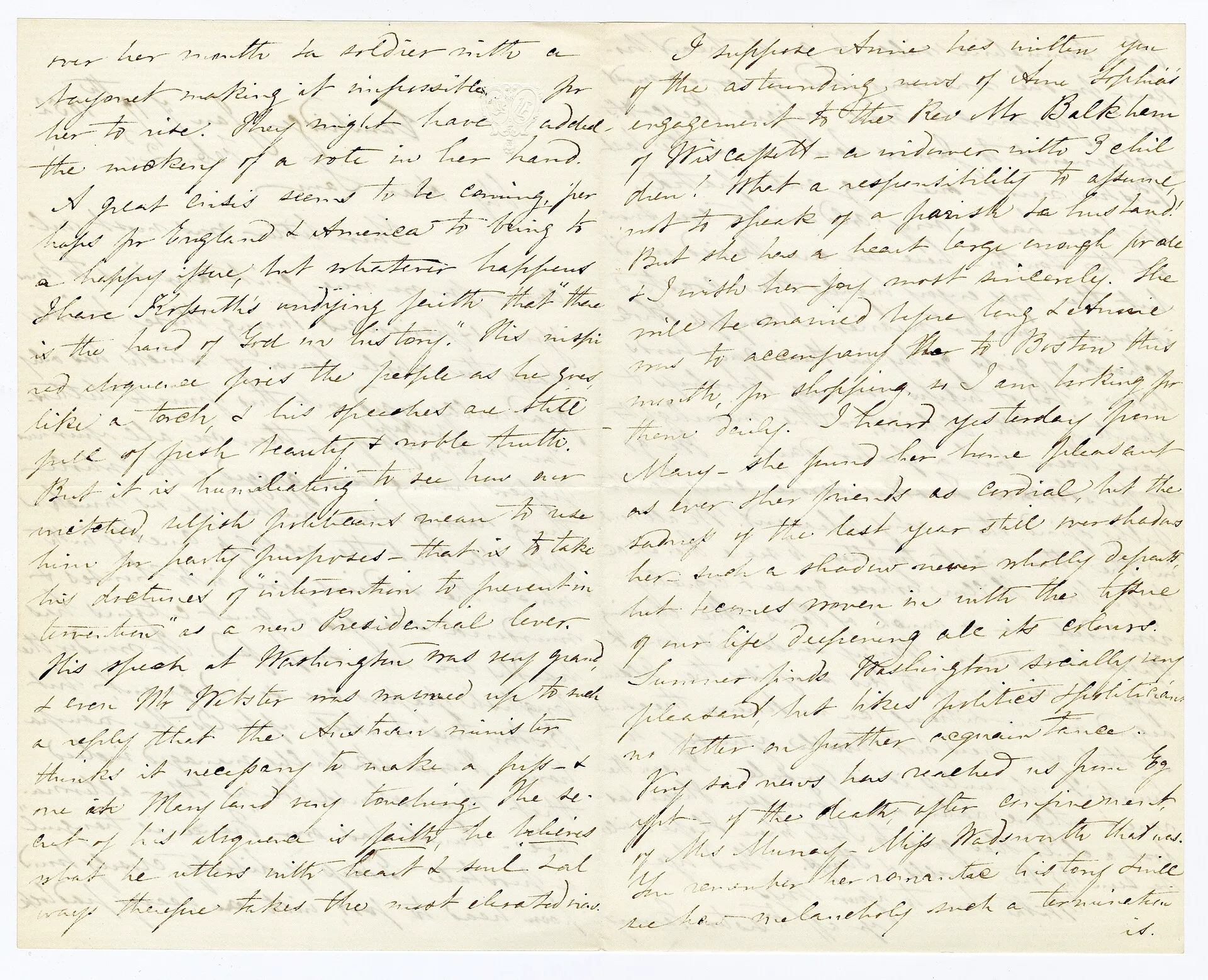 Manuscript letter Archives Number: 1011/002.001-022#002 Cambridge Jany 19th 1852. Feb 2d My dear Sam, Your letter was most welcome, for we were quite anxious to know your experiences during those terrible days, the whole horror of which has only gradually oozed out thro’ private letters. You know pe. National Archives speech collections compared with Library of Congress holdings