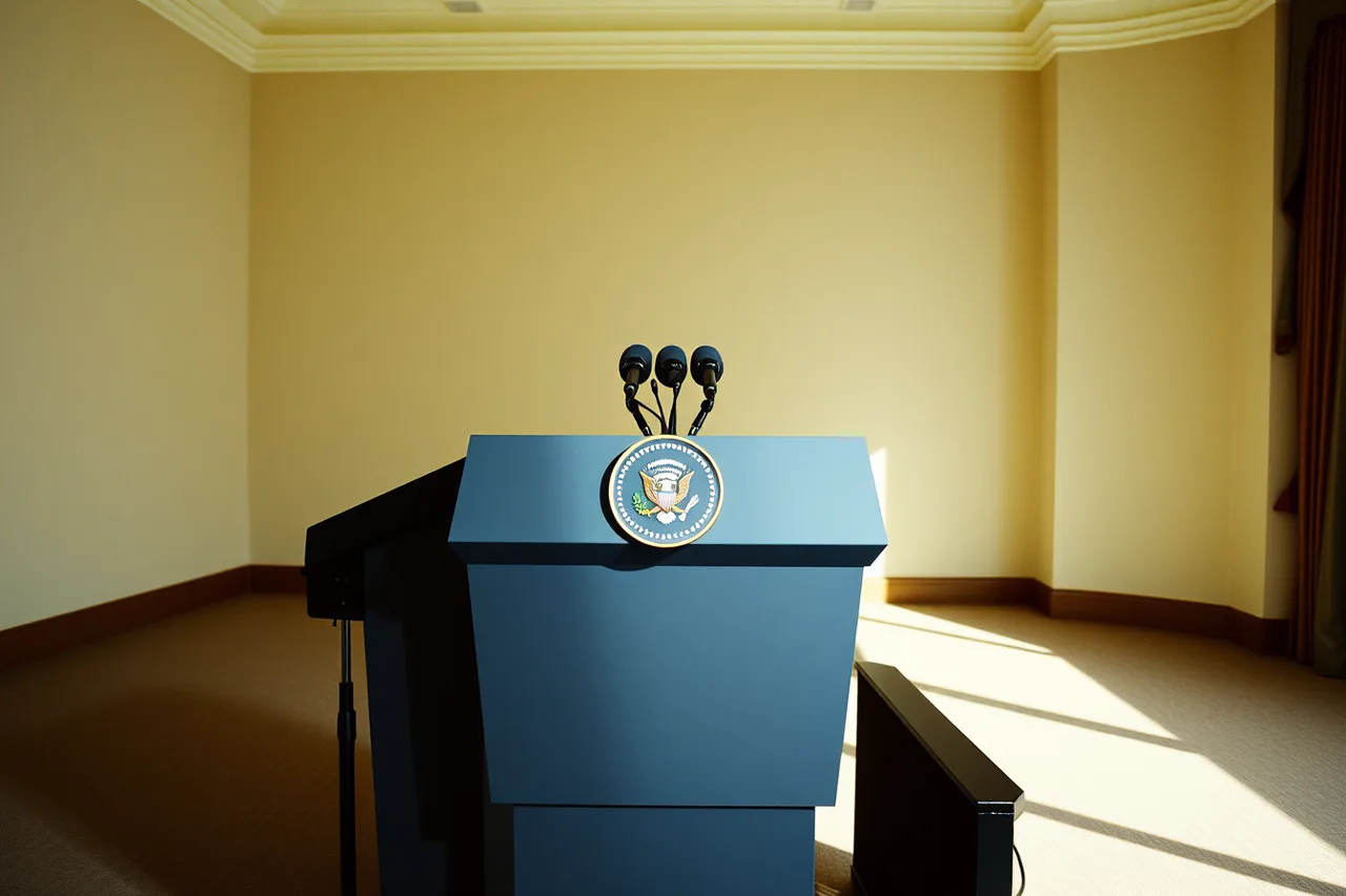 Presidential podium with microphones and teleprompter (How U.S. copyright law decides which famous speeches you can publish)